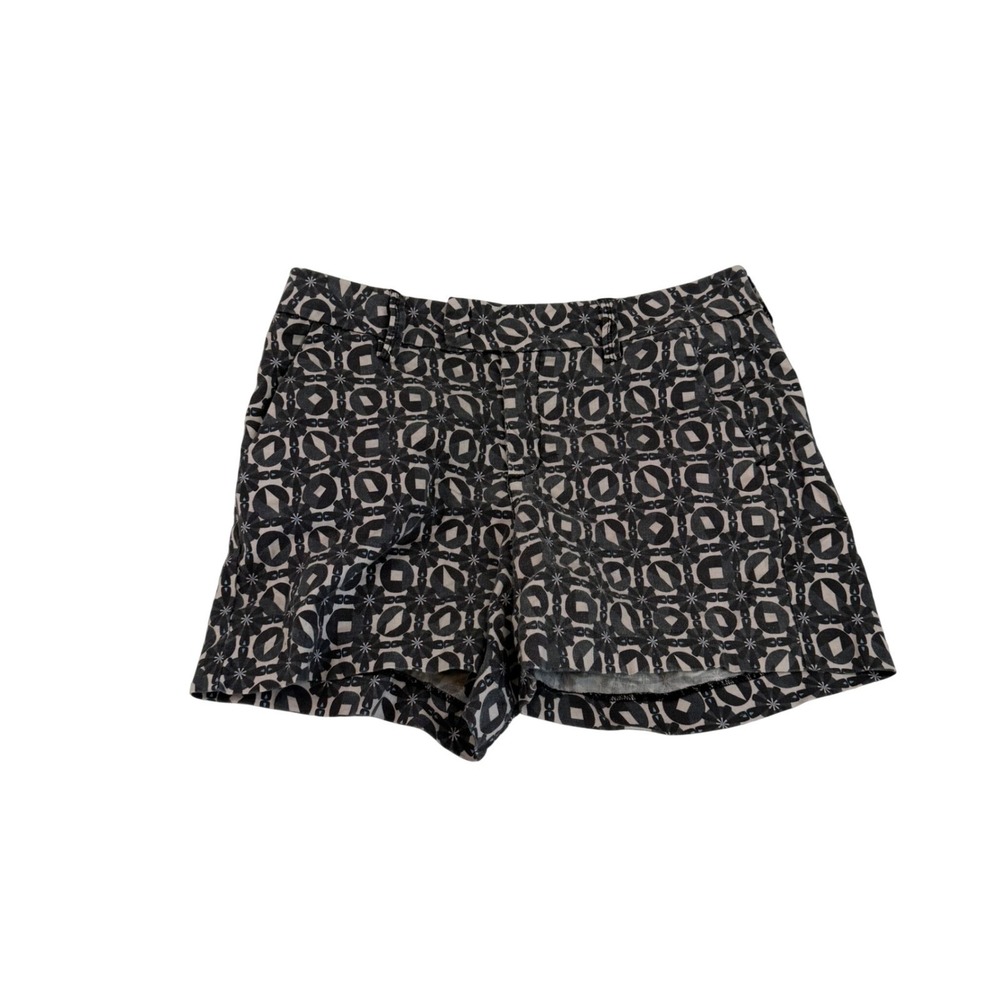 Level 99 Linen Blend Geometric Medallion Print Shorts Grey Black Size 29 5NL